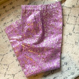 Jcrew purple with gold embellished floral pants